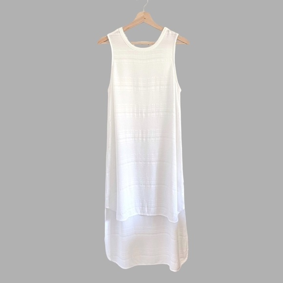 Bella Dahl Dresses & Skirts - Bella Dahl Relaxed Beach Tank Dress Semi Sheer Textured Stripe White XS